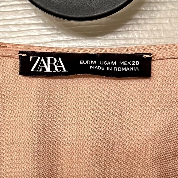 Zara button, tie front dress! Nude/Tan, Size M - Picture 6 of 6